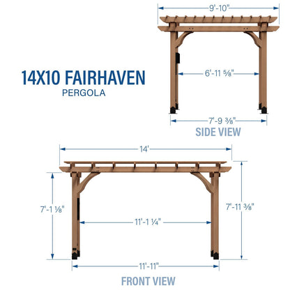 14×10 Fairhaven Pergola Rustic Finish