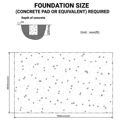 15’ x 25’ RV/Motorhome Storage Shelter, 17 oz PVC Fabric Cover, Front Roll-Up Door, Enclosed Rear Wall, 3-Layer Galvanized Steel Frame, 10’ Straight Sidewalls, TMG-ST1525