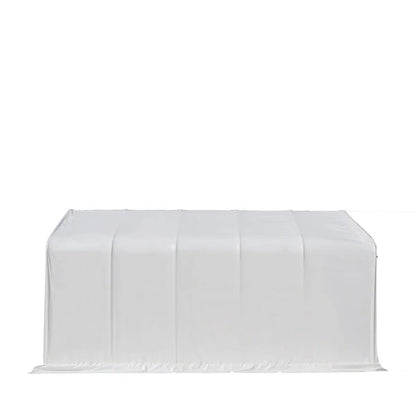 15’ x 25’ RV/Motorhome Storage Shelter, 17 oz PVC Fabric Cover, Front Roll-Up Door, Enclosed Rear Wall, 3-Layer Galvanized Steel Frame, 10’ Straight Sidewalls, TMG-ST1525