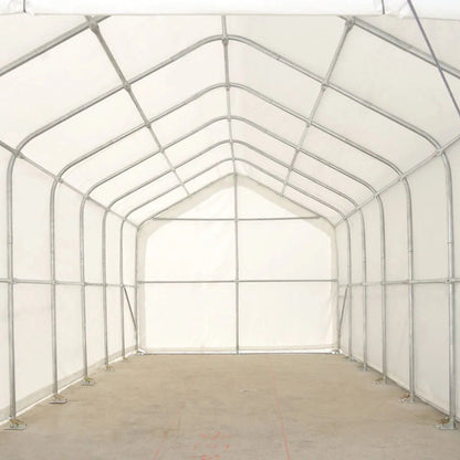 15’ x 35’ RV/Motorhome Storage Shelter, 17 oz PVC Fabric Cover, Front Roll-Up Door, Enclosed Rear Wall, 3-Layer Galvanized Steel Frame, 10’ Straight Sidewalls, TMG-ST1535