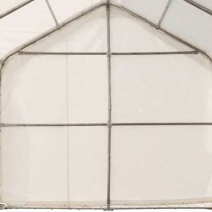 15’ x 35’ RV/Motorhome Storage Shelter, 17 oz PVC Fabric Cover, Front Roll-Up Door, Enclosed Rear Wall, 3-Layer Galvanized Steel Frame, 10’ Straight Sidewalls, TMG-ST1535