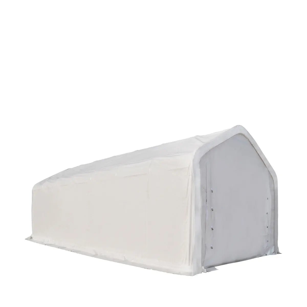 15’ x 35’ RV/Motorhome Storage Shelter, 17 oz PVC Fabric Cover, Front Roll-Up Door, Enclosed Rear Wall, 3-Layer Galvanized Steel Frame, 10’ Straight Sidewalls, TMG-ST1535