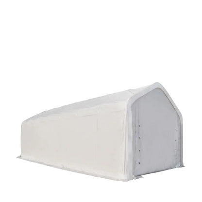 15’ x 35’ RV/Motorhome Storage Shelter, 17 oz PVC Fabric Cover, Front Roll-Up Door, Enclosed Rear Wall, 3-Layer Galvanized Steel Frame, 10’ Straight Sidewalls, TMG-ST1535