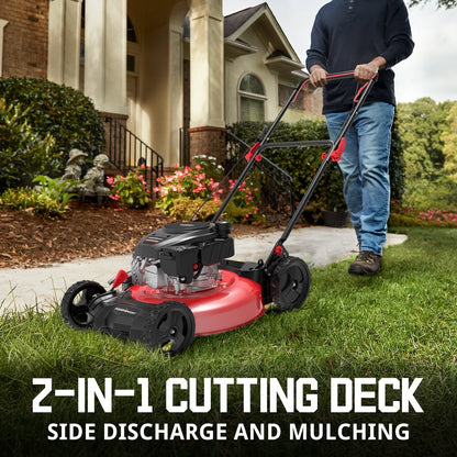 PowerSmart 21 in. Gas Push Lawn Mower, 144cc 2-in-1 Side Discharge