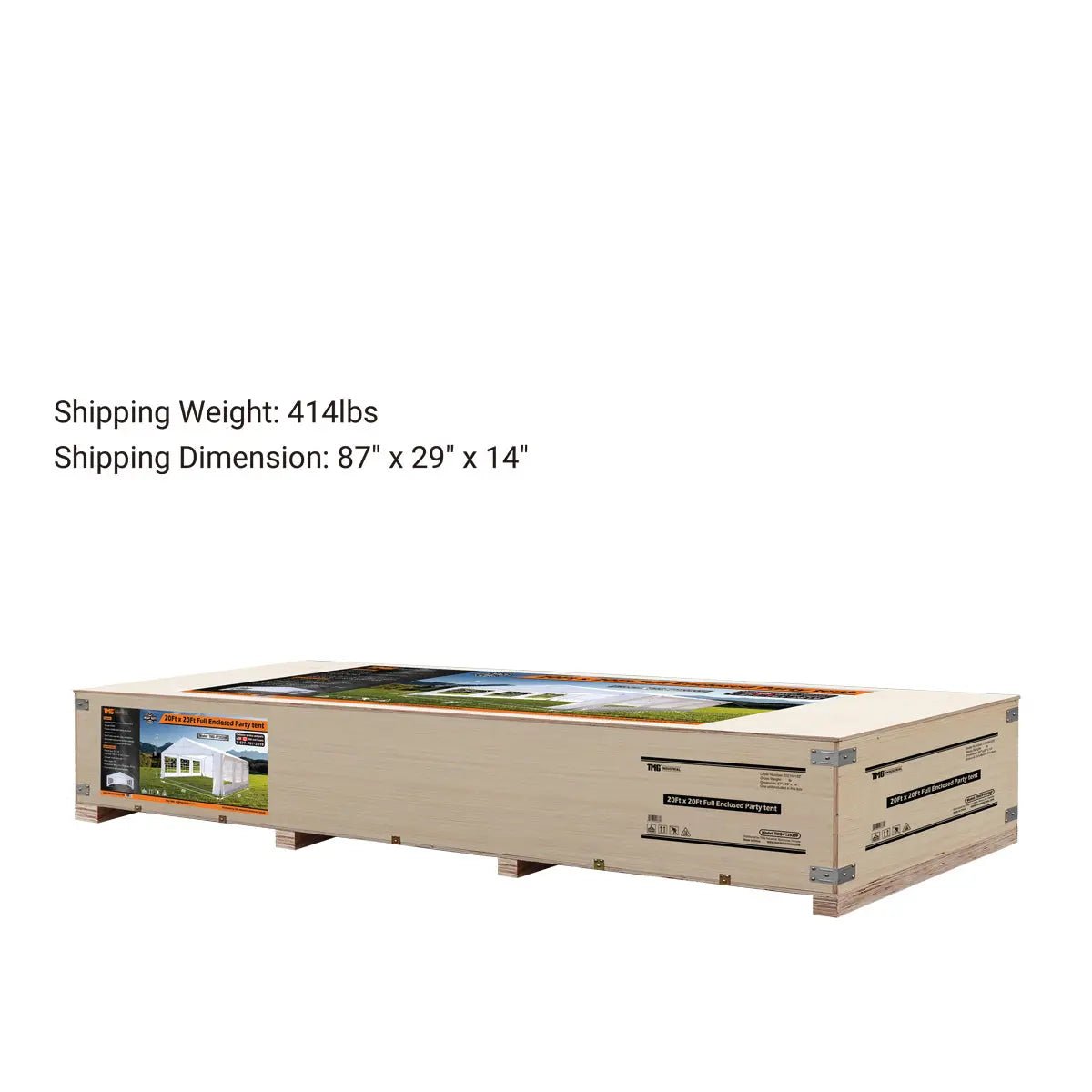 20′ x 20′ Heavy Duty Outdoor Party Tent with Removable Sidewalls and Roll-Up Doors, PE tarpaulin fabric, 6’6″ Overhead, 10’ Peak Ceiling, TMG-PT2020F