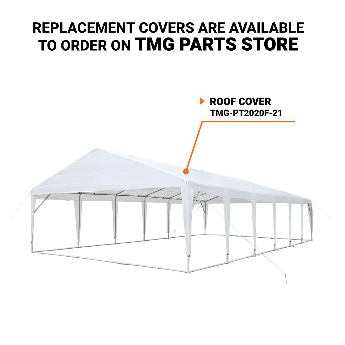 20′ x 20′ Heavy Duty Outdoor Party Tent with Removable Sidewalls and Roll-Up Doors, PE tarpaulin fabric, 6’6″ Overhead, 10’ Peak Ceiling, TMG-PT2020F