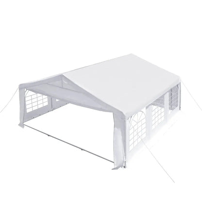 20′ x 20′ Heavy Duty Outdoor Party Tent with Removable Sidewalls and Roll-Up Doors, PE tarpaulin fabric, 6’6″ Overhead, 10’ Peak Ceiling, TMG-PT2020F