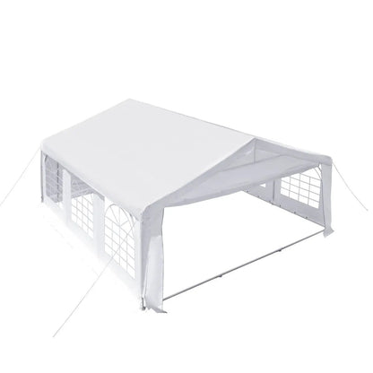 20′ x 20′ Heavy Duty Outdoor Party Tent with Removable Sidewalls and Roll-Up Doors, PE tarpaulin fabric, 6’6″ Overhead, 10’ Peak Ceiling, TMG-PT2020F