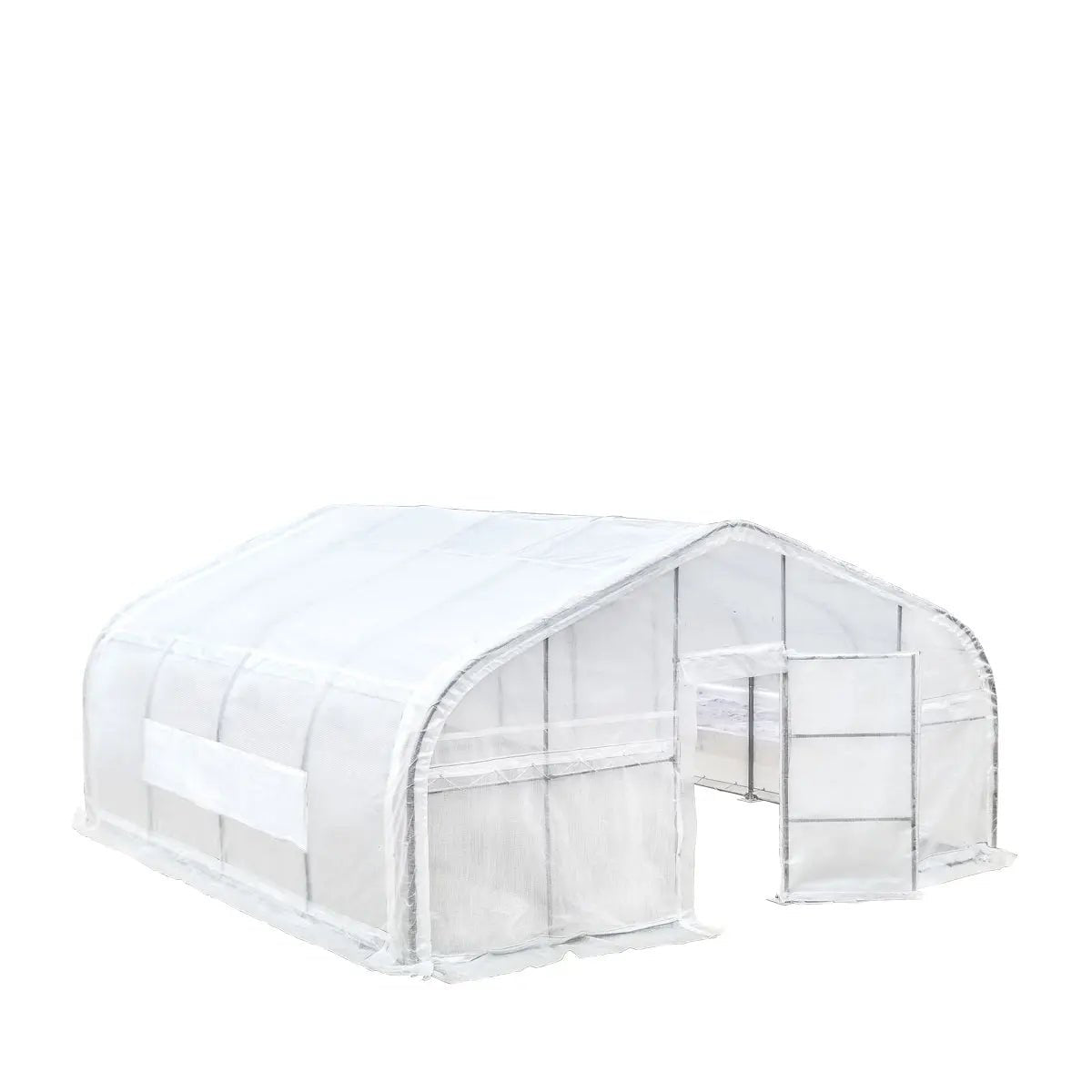 20’ x 20’ Tunnel Greenhouse Grow Tent w/12 Mil Ripstop Leno Mesh Cover, Cold Frame, Roll-up Windows, Peak Ceiling Roof, TMG-GH2020