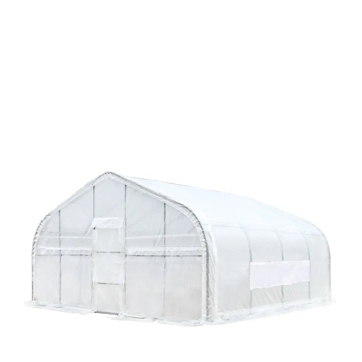 20’ x 20’ Tunnel Greenhouse Grow Tent w/12 Mil Ripstop Leno Mesh Cover, Cold Frame, Roll-up Windows, Peak Ceiling Roof, TMG-GH2020