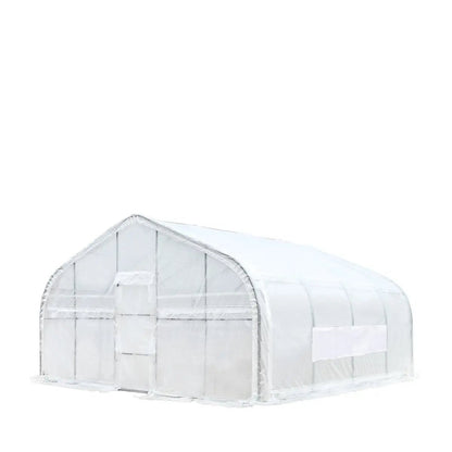 20’ x 20’ Tunnel Greenhouse Grow Tent w/12 Mil Ripstop Leno Mesh Cover, Cold Frame, Roll-up Windows, Peak Ceiling Roof, TMG-GH2020