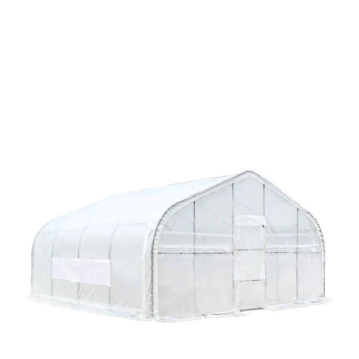 20’ x 20’ Tunnel Greenhouse Grow Tent w/12 Mil Ripstop Leno Mesh Cover, Cold Frame, Roll-up Windows, Peak Ceiling Roof, TMG-GH2020