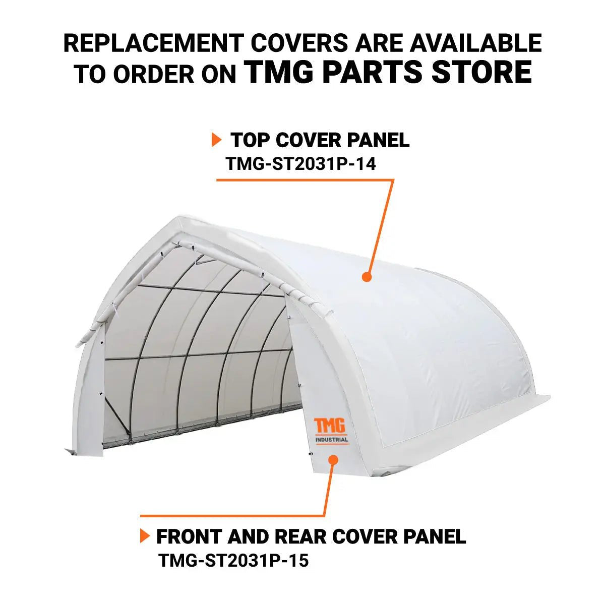 20′ x 30′ Arch Wall Peak Ceiling Storage Shelter with Heavy Duty 11 oz PE Cover & Drive Through Doors, TMG-ST2031P (Previously ST2030P)