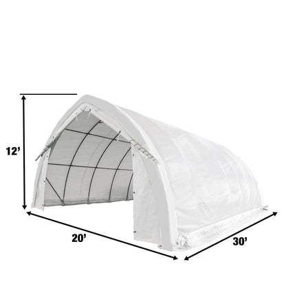 20′ x 30′ Arch Wall Peak Ceiling Storage Shelter with Heavy Duty 17 oz PVC Cover & Drive Through Doors, TMG-ST2031PV(Previously ST2030PV)