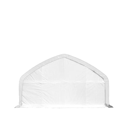 20′ x 30′ Straight Wall Peak Ceiling Storage Shelter with Heavy Duty 11 oz PE Cover & Drive Through Door, TMG-ST2031E