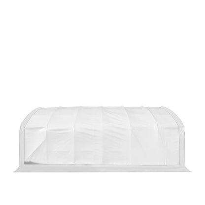 20′ x 30′ Straight Wall Peak Ceiling Storage Shelter with Heavy Duty 11 oz PE Cover & Drive Through Door, TMG-ST2031E