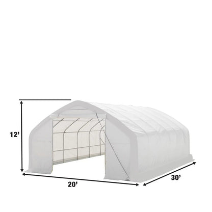20′ x 30′ Straight Wall Peak Ceiling Storage Shelter with Heavy Duty 17 oz PVC Cover & Drive Through Door, TMG-ST2031V (Previously ST2030V)