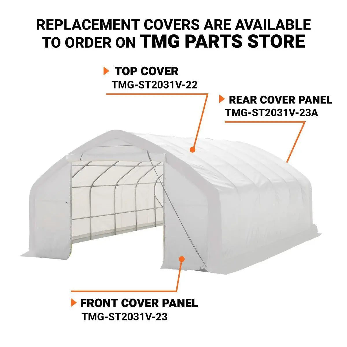 20′ x 30′ Straight Wall Peak Ceiling Storage Shelter with Heavy Duty 17 oz PVC Cover & Drive Through Door, TMG-ST2031V (Previously ST2030V)