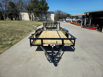 6’4″ x 16 Utility Trailer Double Axle Dovetail With Gate Powder Coated (2) 3500lb Axles