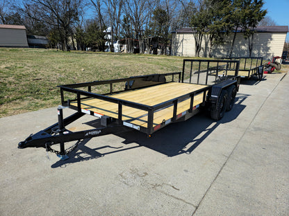 6’4″ x 16 Utility Trailer Double Axle Dovetail With Gate Powder Coated (2) 3500lb Axles