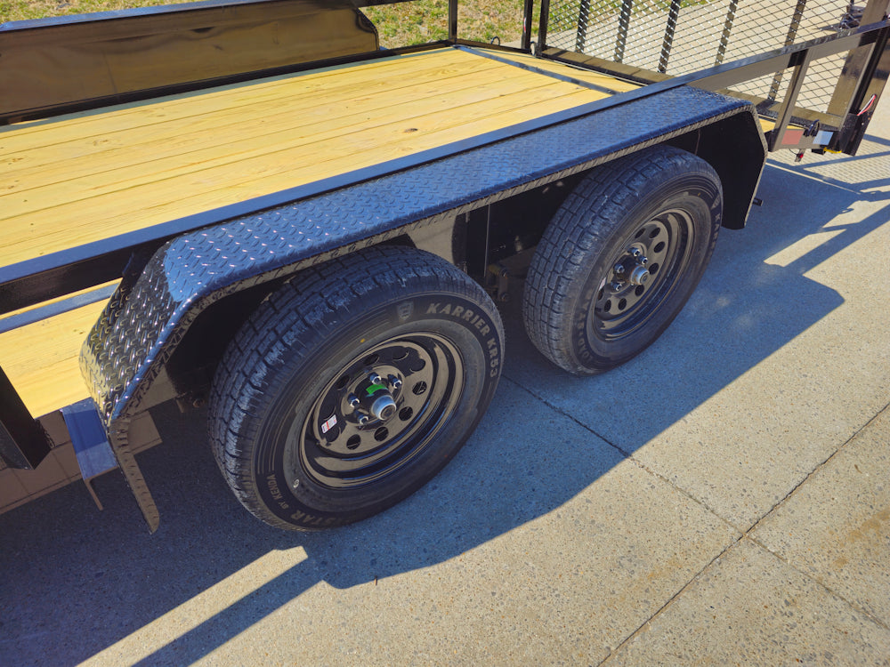 6’4″ x 16 Utility Trailer Double Axle Dovetail With Gate Powder Coated (2) 3500lb Axles