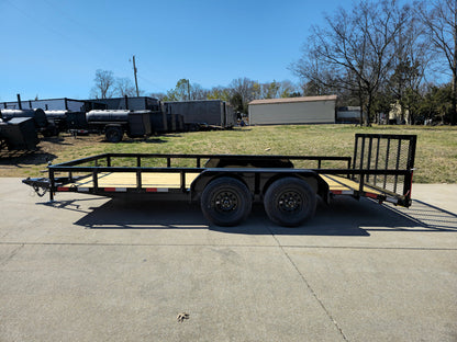 6’4″ x 16 Utility Trailer Double Axle Dovetail With Gate Powder Coated (2) 3500lb Axles