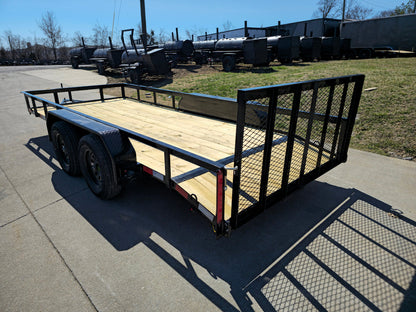 6’4″ x 16 Utility Trailer Double Axle Dovetail With Gate Powder Coated (2) 3500lb Axles