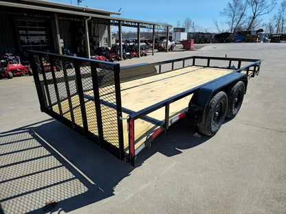 6’4″ x 16 Utility Trailer Double Axle Dovetail With Gate Powder Coated (2) 3500lb Axles