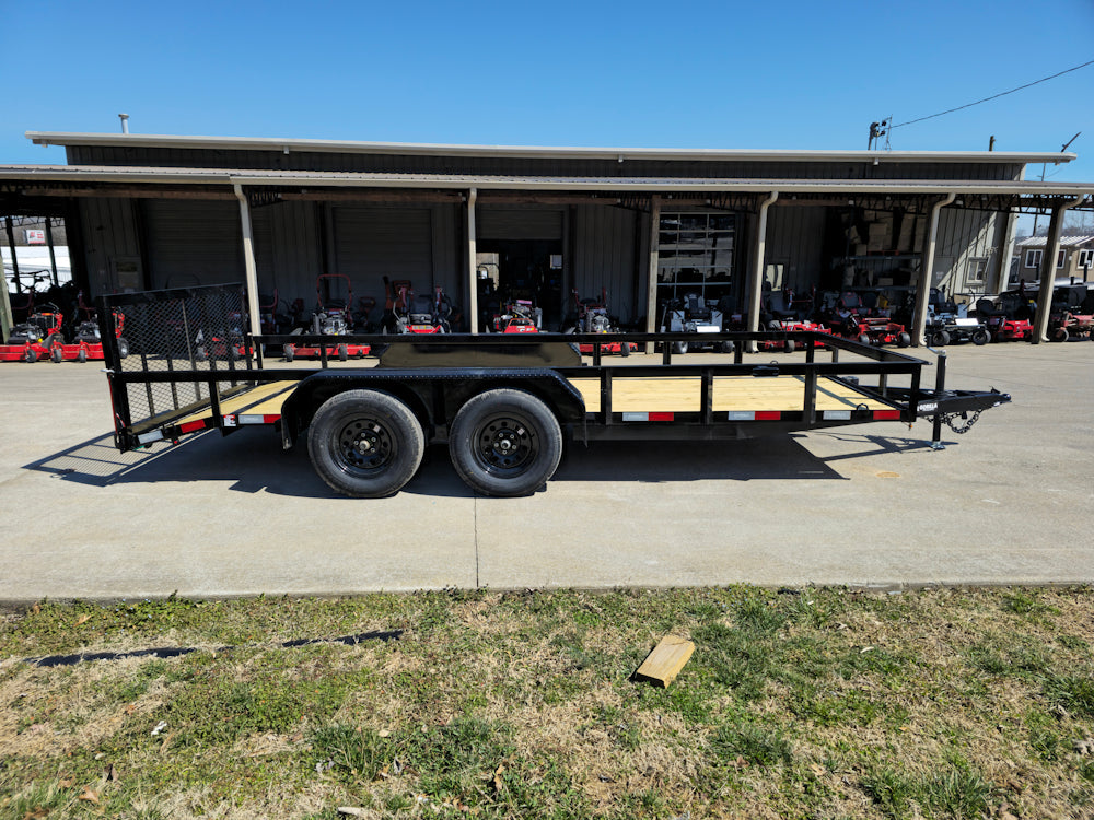 6’4″ x 16 Utility Trailer Double Axle Dovetail With Gate Powder Coated (2) 3500lb Axles