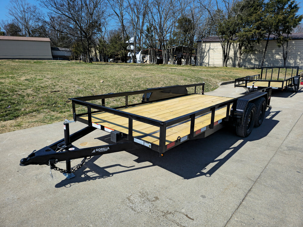 6’4″ x 16 Utility Trailer Double Axle Dovetail With Gate Powder Coated (2) 3500lb Axles