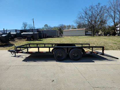 6’4″ x 16 Utility Trailer Double Axle Dovetail With Gate Powder Coated (2) 3500lb Axles