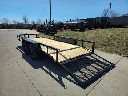 6’4″ x 16 Utility Trailer Double Axle Dovetail With Gate Powder Coated (2) 3500lb Axles