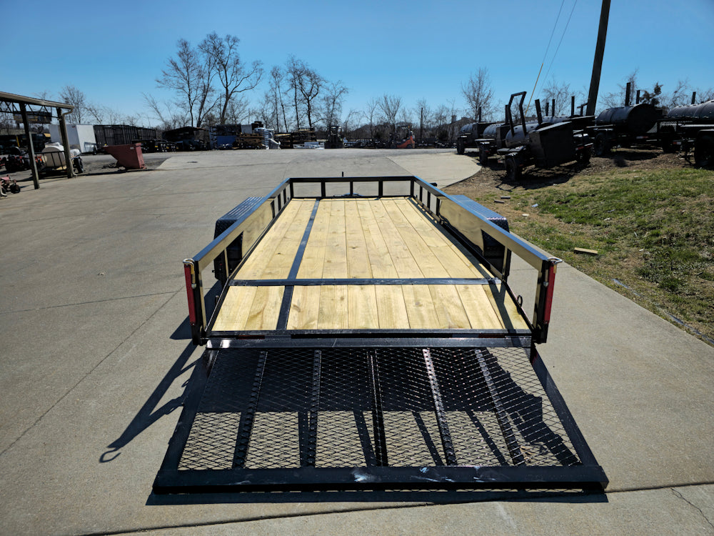 6’4″ x 16 Utility Trailer Double Axle Dovetail With Gate Powder Coated (2) 3500lb Axles