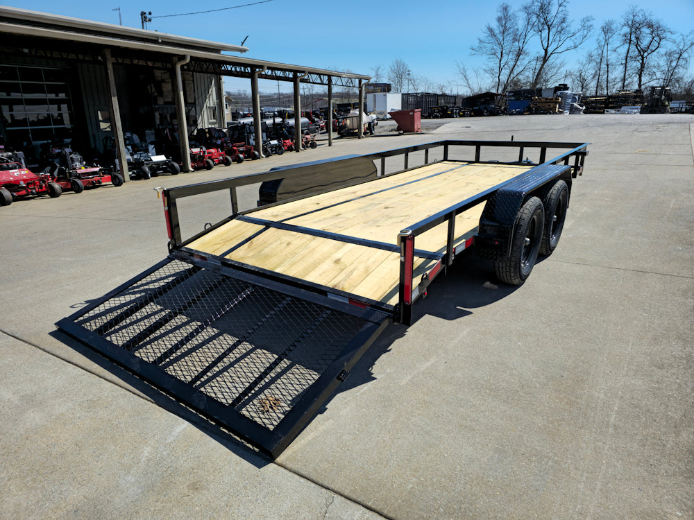 6’4″ x 16 Utility Trailer Double Axle Dovetail With Gate Powder Coated (2) 3500lb Axles