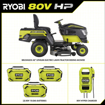 Brushless 80V Hp 46-Inch Cordless Lawn Tractor Battery Powered
