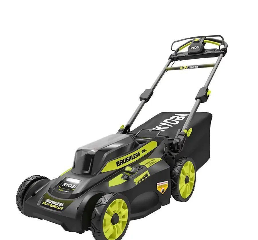 RYOBI 40V Brushless 20 in. Cordless Walk Behind Self-Propelled Lawn Mower with 6.0 Ah Battery &#038; Charger