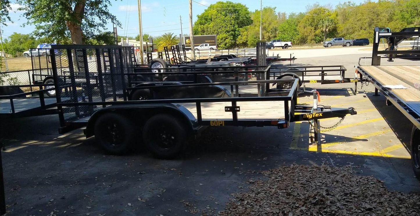 6.5X12 Big Tex Tandem Axle Pipe Top Black Utility Trailer (60PI-12BK4RG2B)