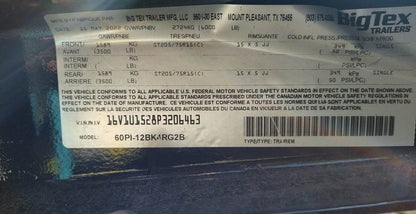 6.5X12 Big Tex Tandem Axle Pipe Top Black Utility Trailer (60PI-12BK4RG2B)