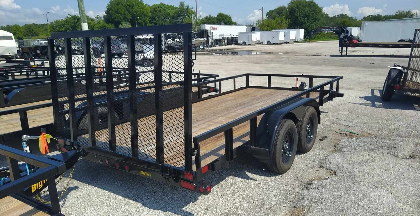 7X16 Big Tex Tandem Axle Pipe Black Utility Trailer (70PI-16XBK4RG-GA)