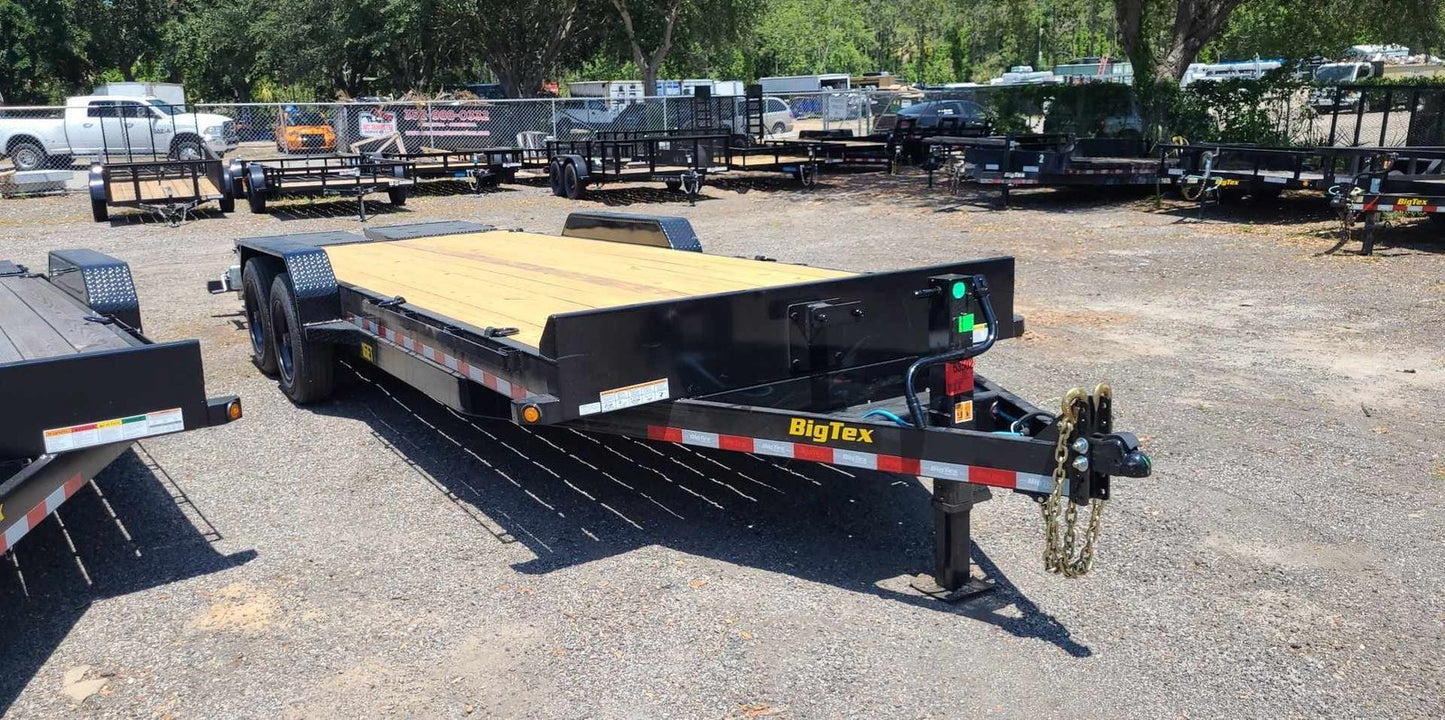 22 Foot Big Tex Super Duty Tandem Axle with Mega Ramp Black Equipment Trailer (16ET-19BK+3MR)