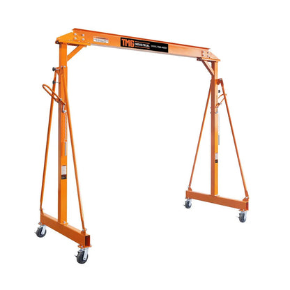 4400-lb Adjustable Height All-Steel Gantry Crane, Auto-Lock, 95″ Min. Height, 142″ Max. Height, Locking Swivel Caster Wheels, TMG-AGC21(Previously TMG-AGC20)