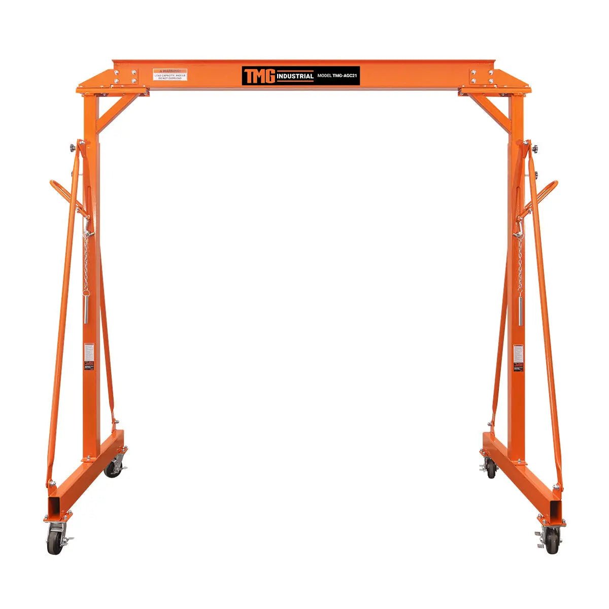 4400-lb Adjustable Height All-Steel Gantry Crane, Auto-Lock, 95″ Min. Height, 142″ Max. Height, Locking Swivel Caster Wheels, TMG-AGC21(Previously TMG-AGC20)