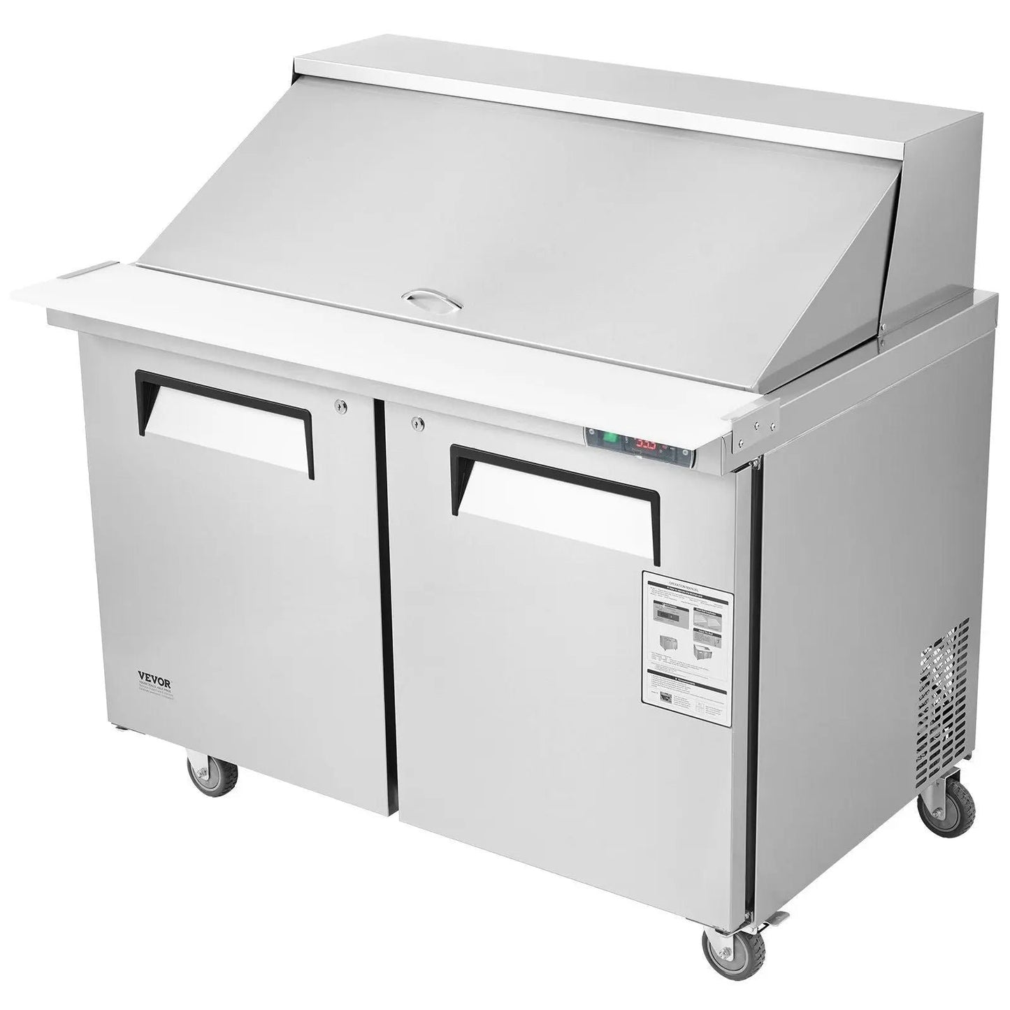 48-Inch  Commercial Sandwich Salad Prep Table with Dual Doors 12.9 Cu.ft Refrigerator, DOBA-FZPT13