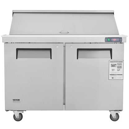 48-Inch  Commercial Sandwich Salad Prep Table with Dual Doors 12.9 Cu.ft Refrigerator, DOBA-FZPT13