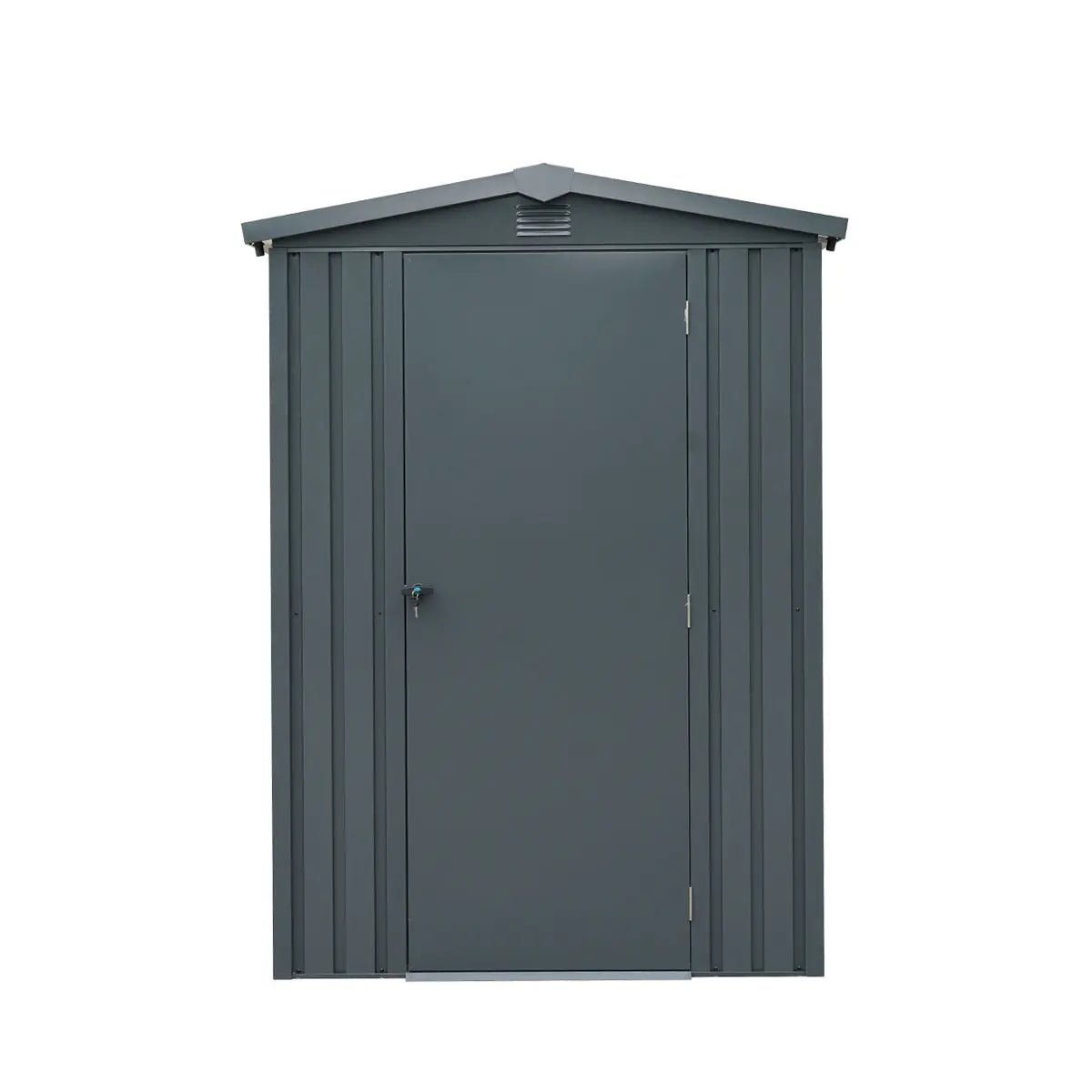 5 x 6 FT Apex Roof Metal Shed Pro Series, Galvanized corrugated metal, Apex roof design, Two air vents, TMG-MS0506