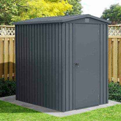 5 x 6 FT Apex Roof Metal Shed Pro Series, Galvanized corrugated metal, Apex roof design, Two air vents, TMG-MS0506