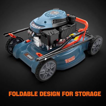 SENIX 18 in. Gas Push Lawn Mower, 144cc 4-Cycle with Side Discharge