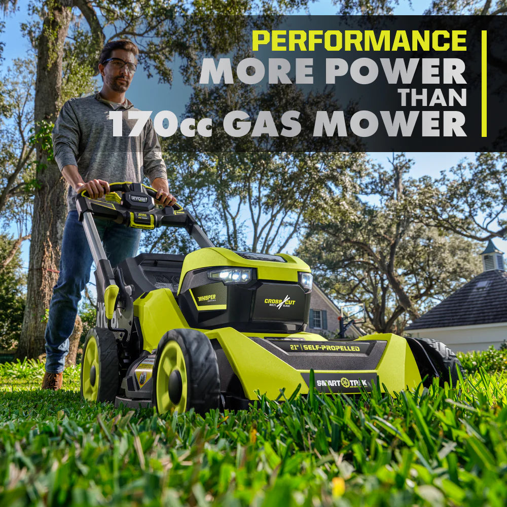 RYOBI 40v Hp brushless 21″ self-propelled AWD dual-blade mower kit
