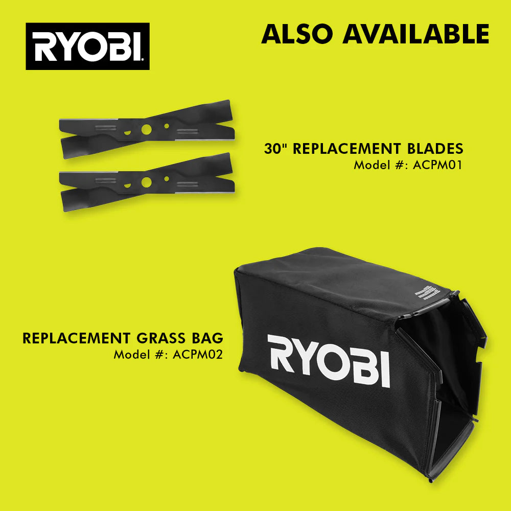 RYOBI 80v Hp brushless 30″ self-propelled dual-blade lawn mower kit
