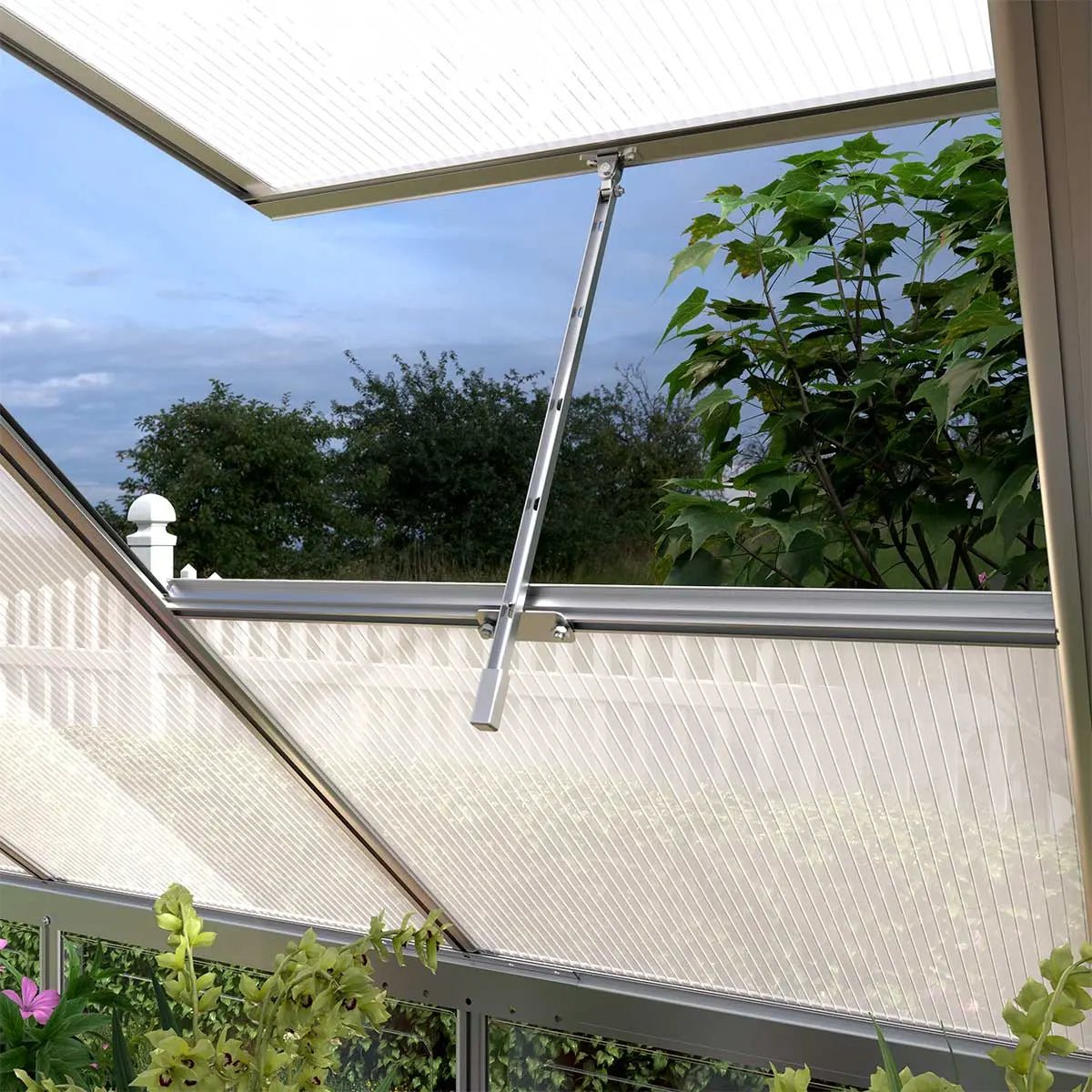 6’ x 12’ Crystal Clear Greenhouse, Aluminum Frame, Integrated Gutter System, Roof Vents, TMG-GH612